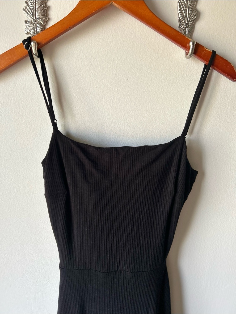 & OTHER STORIES Black Ribbed Midi/Maxi Dress Side Slits Open Back Size 2 - Picture 5 of 9